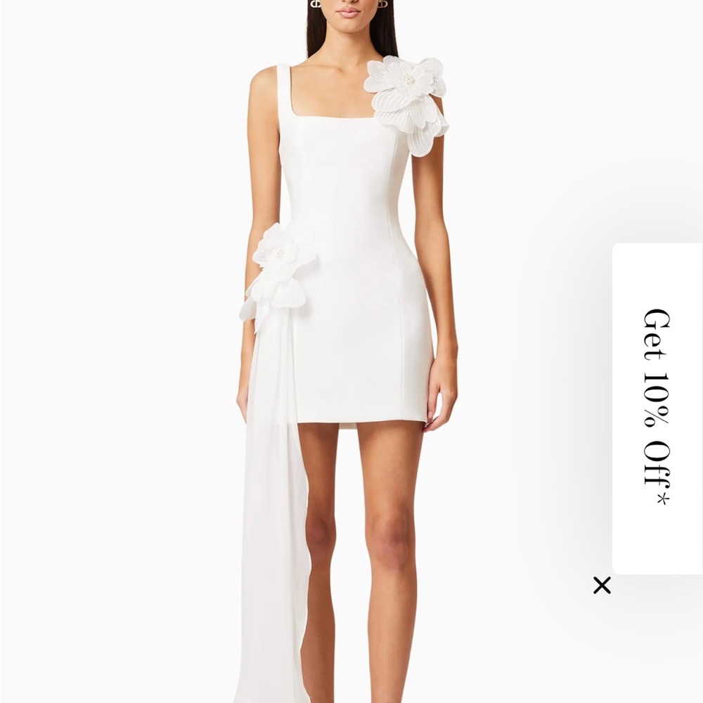 Elliatt White Mini Dress with Floral Details